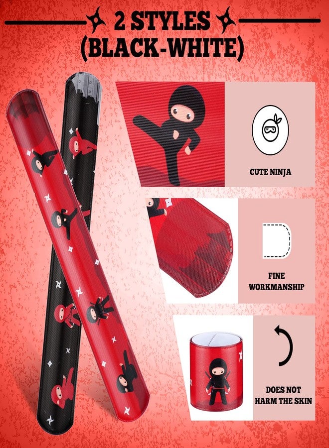 Jiuguva 72 Pcs Ninja Party Favors Toys Karate Birthday Party Supplies Include 24 Warrior Slap Bracelets 24 Stretchy Flying Ninjas and 24 Stars Slingshots for Samurai Party Decorations - Image 5