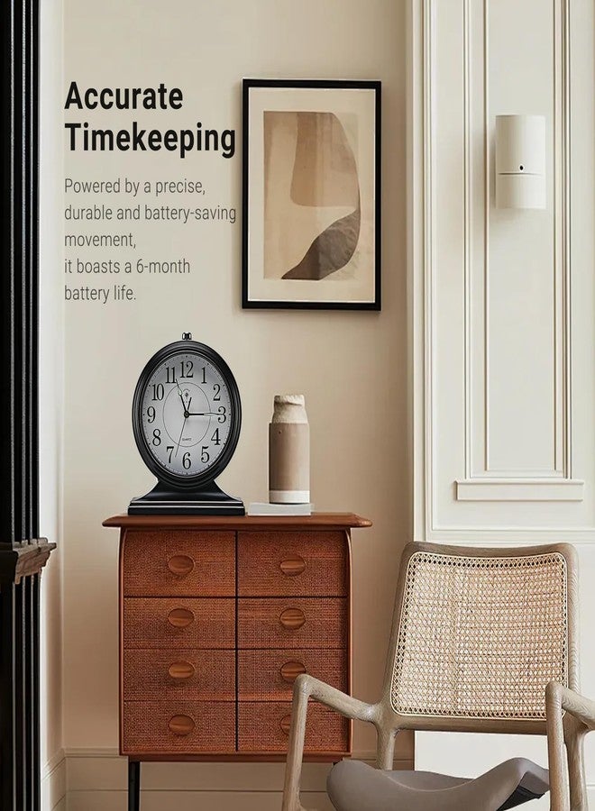 amusediy 10-inch Retro Mantel Desk Clock, Vintage Table Clock for Fireplace, Easy to Read, Silent Movement, Accurate Timing, Black - Image 3