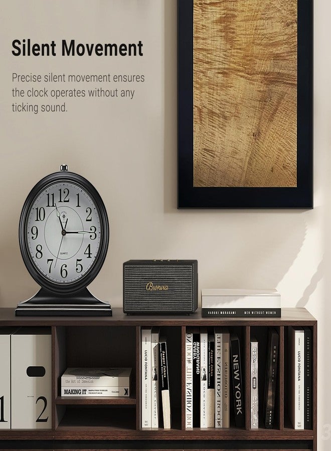 amusediy 10-inch Retro Mantel Desk Clock, Vintage Table Clock for Fireplace, Easy to Read, Silent Movement, Accurate Timing, Black - Image 4