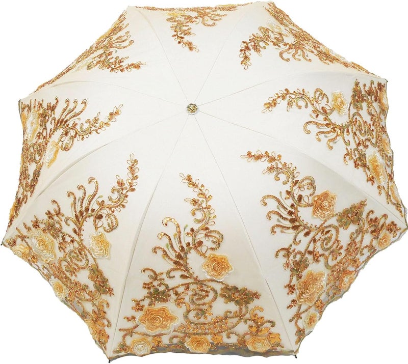 Aikelai Vintage Lace Umbrella, UPF50+ Sun Umbrella, 3D Flower Chinese Embroidery Compact Folding Umbrella for Walking, Wedding, Tea Party,Photo Shooting - Image 3