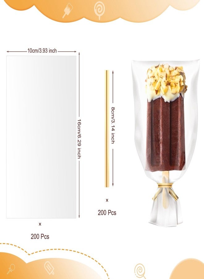 Shappy 200 Pieces Cellophane Treat Bags 4x6 inches Ice Lolly Bags Set 100 Pcs Clear Treat Bag with 100 Pcs Twist Ties Cake Plastic Bag for DIY Making Dessert Supplies Chocolate Cookie Wrapping - Image 2