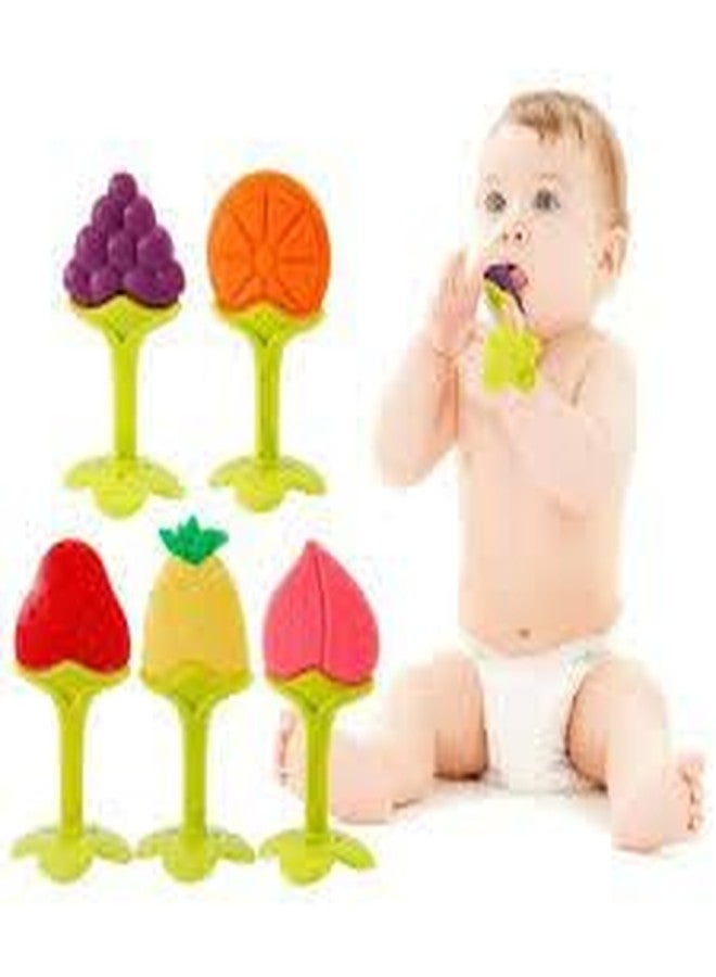 Roforuf Baby Banana Teether,Grapes Teether & Fruit Feeder Combo - Safe & Soft Teething Relief & Oral Care Perfect for Newborn Toddlers & Infant Baby - Pack of 3 (Blue GRP) - Image 5