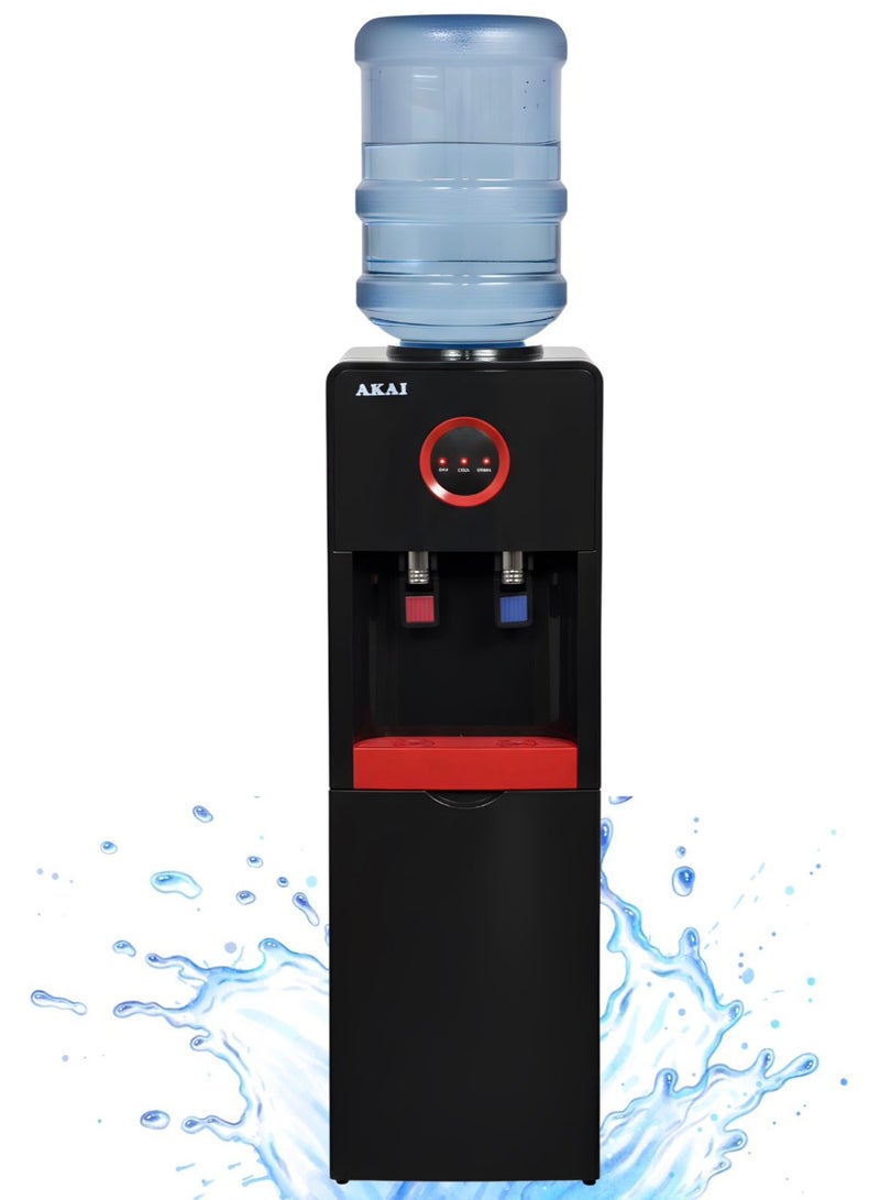 أكاي موزع مياه AKAI مع 2 صنبور ساخن وبارد مزود بثلاجة ومجمد مدمجين - Image 1