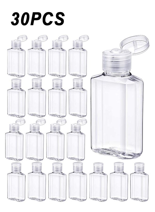 30 Pcs 1 oz Travel Bottles - Hand Sanitizer Bottle Mini Clear Bottles with Flip Caps, Portable Empty Refillable Containers for Shower Gel, Face Creams, Body Lotions,Clear - Image 1