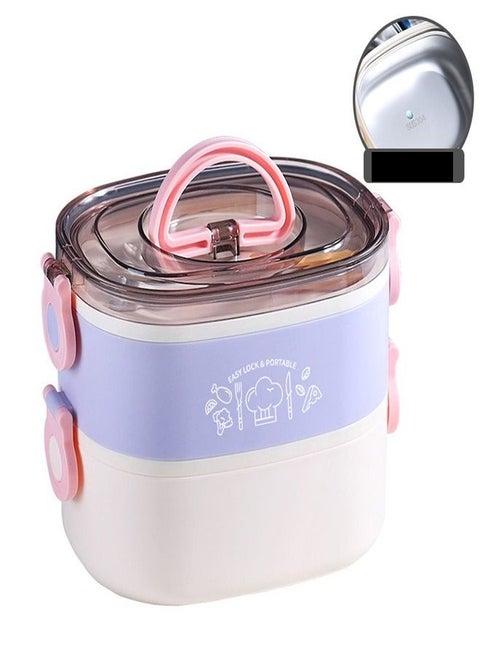 Oval Double-Layer Lunch Box Purple