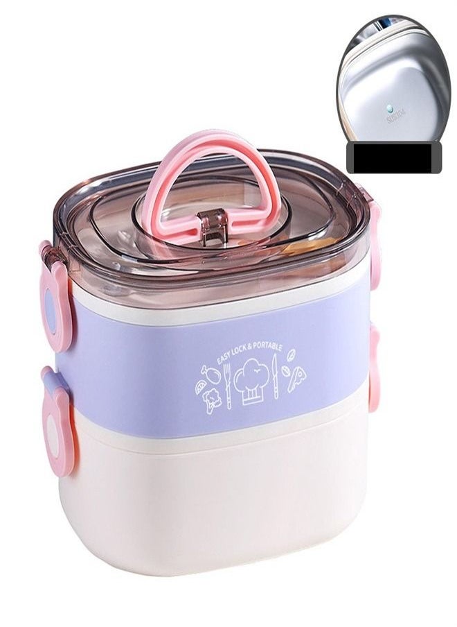 Loquat Oval Double-Layer Lunch Box Purple 