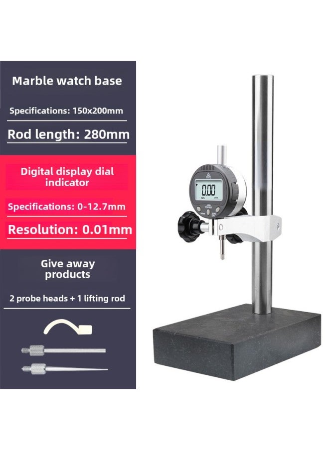 Generic Dial Indicator Accuracy 0.001 Digital Display Meter 0-12.7mm25.4 50 Set Of Height Gauge-Color:Table 0-12.7+150*200 (including Needle Measurement, Rod)  - Image 1