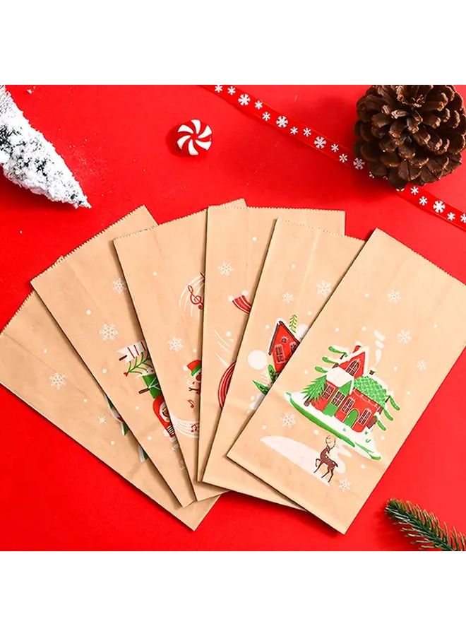 أكياس هدايا ورقية لعيد الميلاد بمقابض وملصقات مقاس متوسط لمفاجآت الحفلات - Image 3