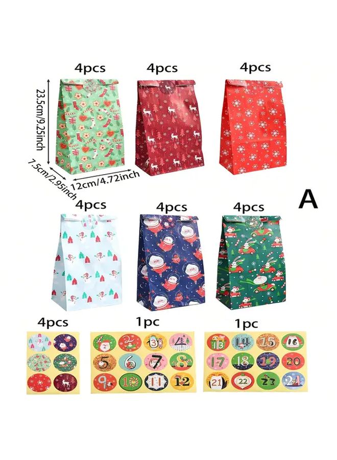 أكياس هدايا ورقية لعيد الميلاد بمقابض وملصقات مقاس متوسط لمفاجآت الحفلات - Image 4