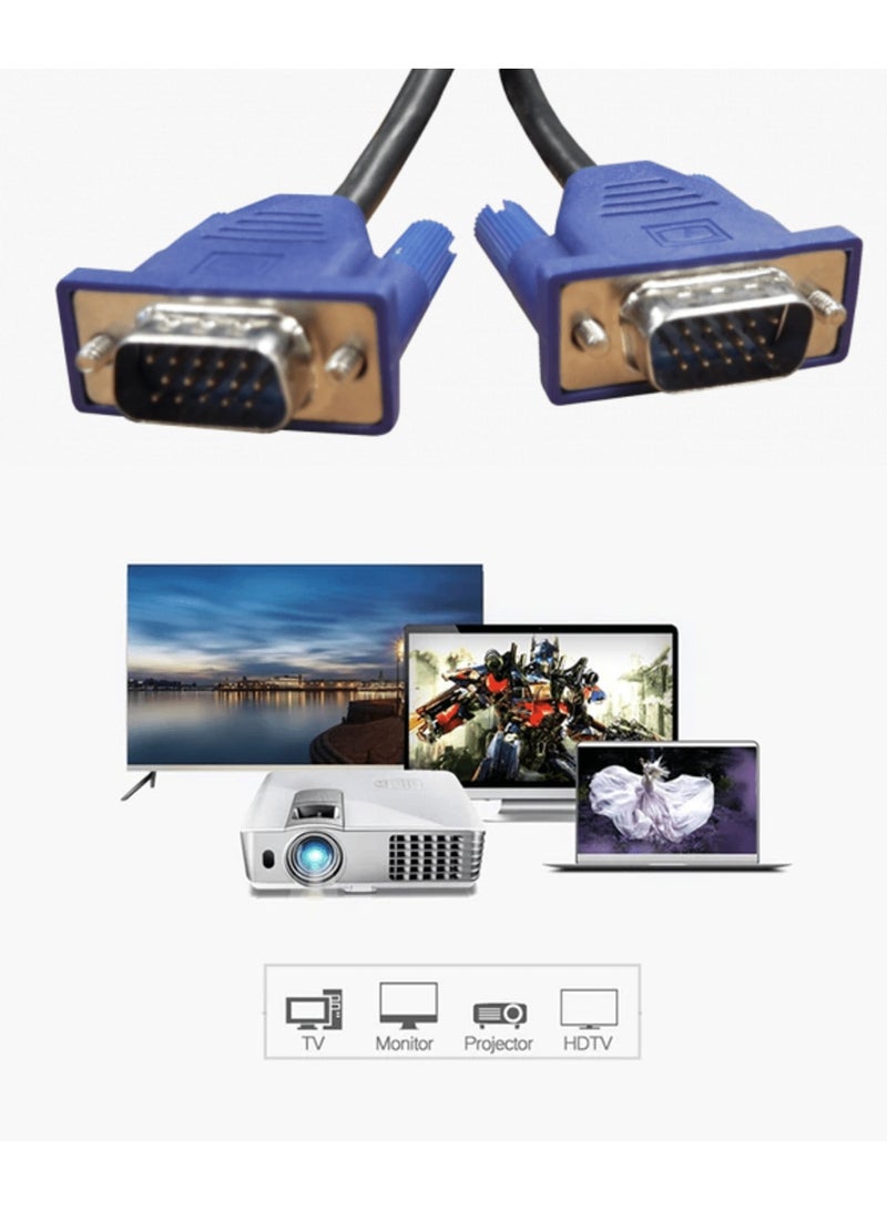 1.5M VGA TO VGA 15 PIN Cable For LED LCD TV Monitor PC projector USB DOCK HDTV  - Image 2
