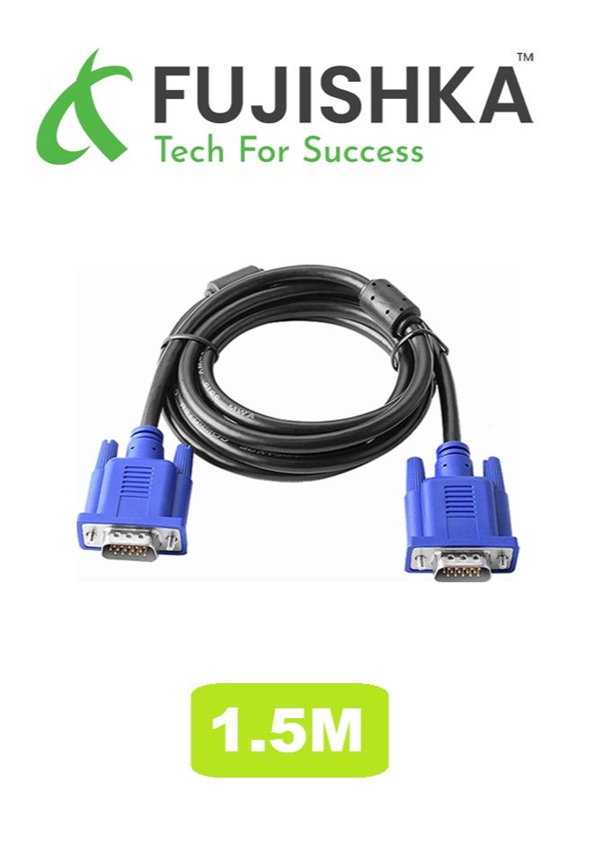 فوجيشكا كابل توصيل في جي ايه ذكر  15 مسمار لتوصيل الشاشات واجهزة العرض المتوافقة- 1.5 متر - Image 1