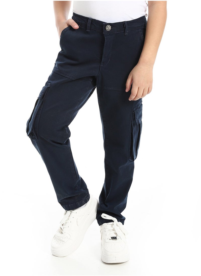 Andora Solid Gabardine Baggy Pants _ Navy Blue  - Image 1
