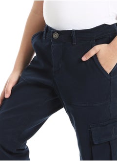 Andora Solid Gabardine Baggy Pants _ Navy Blue  - Image 4