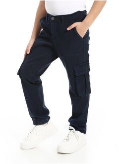 Andora Solid Gabardine Baggy Pants _ Navy Blue  - Image 2