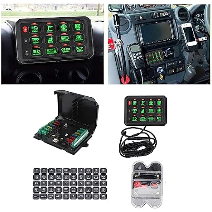 BROLEO 12 Gang Switch Panel 12V 24V Multifunction Toggle Switch Momentary Circuit Control Relay System Box For Truck Rv Offroad Marine Waterproof Rgb Color Touch Control Panel Box - Image 5