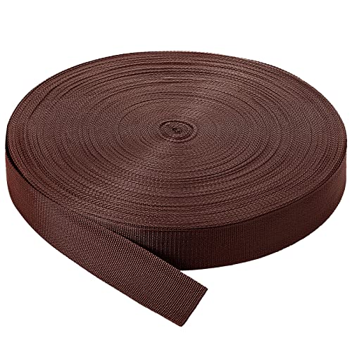 Canlierr 110 Yards Webbing 2 Inch Heavyweight Polypropylene Webbing Strap Fabric Flat Rope Strap Heavy Duty Poly for Gear Repairing DIY Craft(Coffee) - Image 1