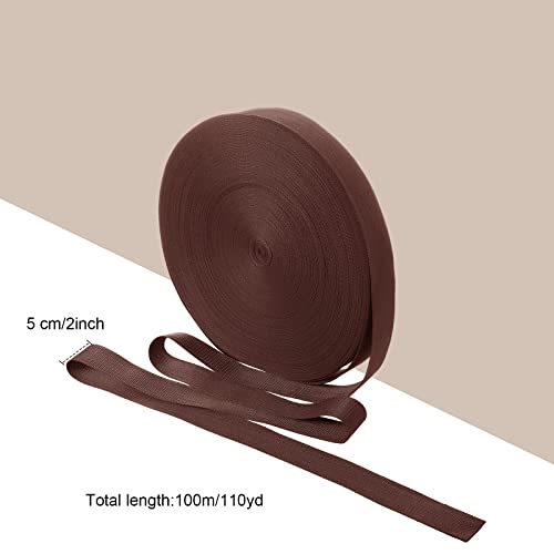 Canlierr 110 Yards Webbing 2 Inch Heavyweight Polypropylene Webbing Strap Fabric Flat Rope Strap Heavy Duty Poly for Gear Repairing DIY Craft(Coffee) - Image 2