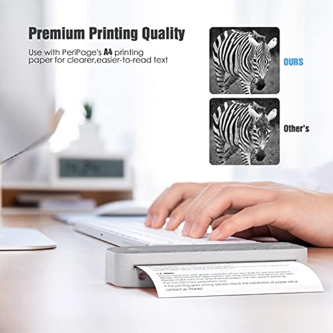 A4 PORTABLE PRINTER, BLUETOOTH THERMAL PRINTER, INKLESS MOBILE PRINTER COMPATIBLE WITH IOS, ANDROID, LAPTOP, SUPPORT 2''/3''/4'' PAPER WIDTH PRINTERS WIRELESS FOR TRAVEL, HOME, OFFICE (GREY1) - Image 3