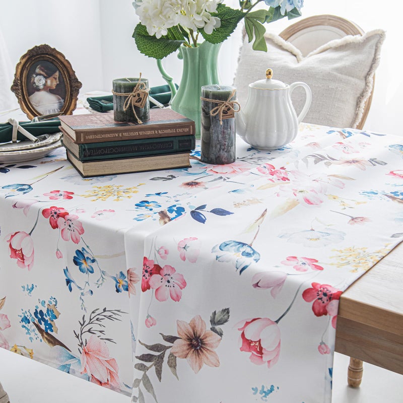 Joyfol Day Joyfold Day Spring Floral Tableroth Butterfly Pildflower Table Table Rectangle Table Table Table Table For Easter Birthday Wedding Mothers Day Tea Party Decorations 84 × 60 inch - Image 4