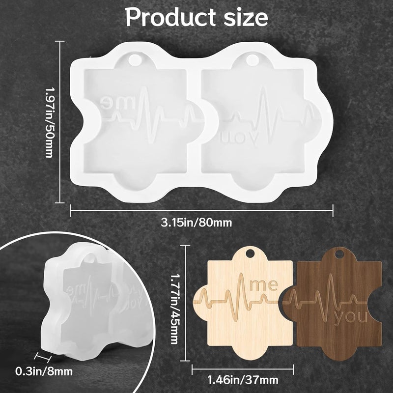 dooda You and Me Puzzle Resin Molds Silicone,Epoxy Molds for Wedding Anniversary, Love Ornament, Couple Ornament Silicone Molds for Resin, Christmas Gift for Mom, Dad, Husband, Couple - Image 3