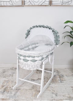 FUN MOMENT Bamboo Moses Basket with Wooden Rocking Base  - Image 1