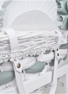 FUN MOMENT Bamboo Moses Basket with Wooden Rocking Base  - Image 2
