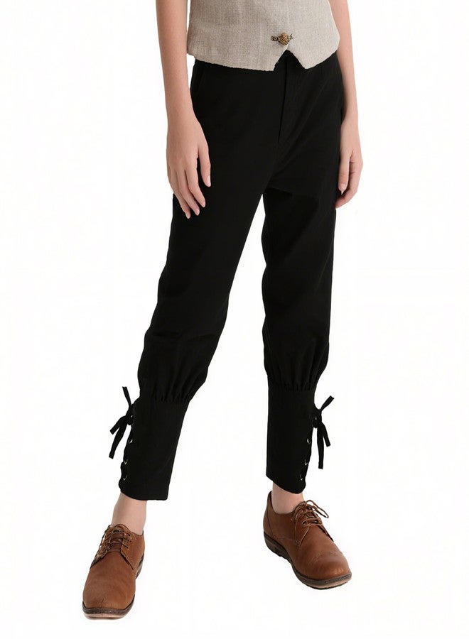 VZQI Kids Renaissance Pants Ankle Banded Pirate Boys Medieval Viking Pant Up Tapered Trousers Halloween Costume Black 4'3''-4'9'' - Image 2