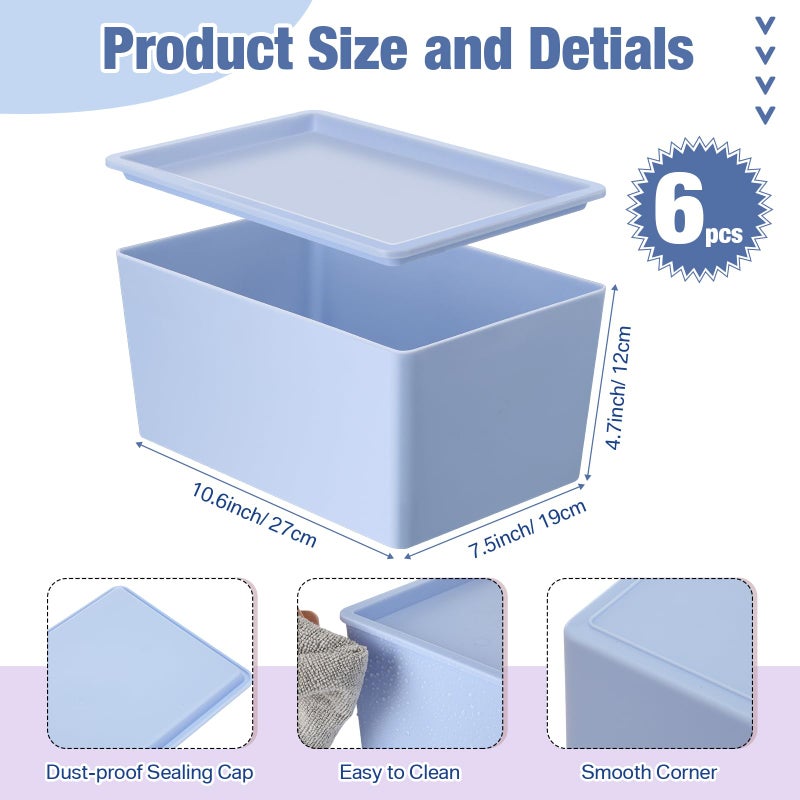 Menkxi 8 Pcs Storage Bins with Lids Small Plastic Storage Containers Stackable Storing Baskets Box Cute Organizer Bins for Organizing Shelves (Mixed Color) - Image 2