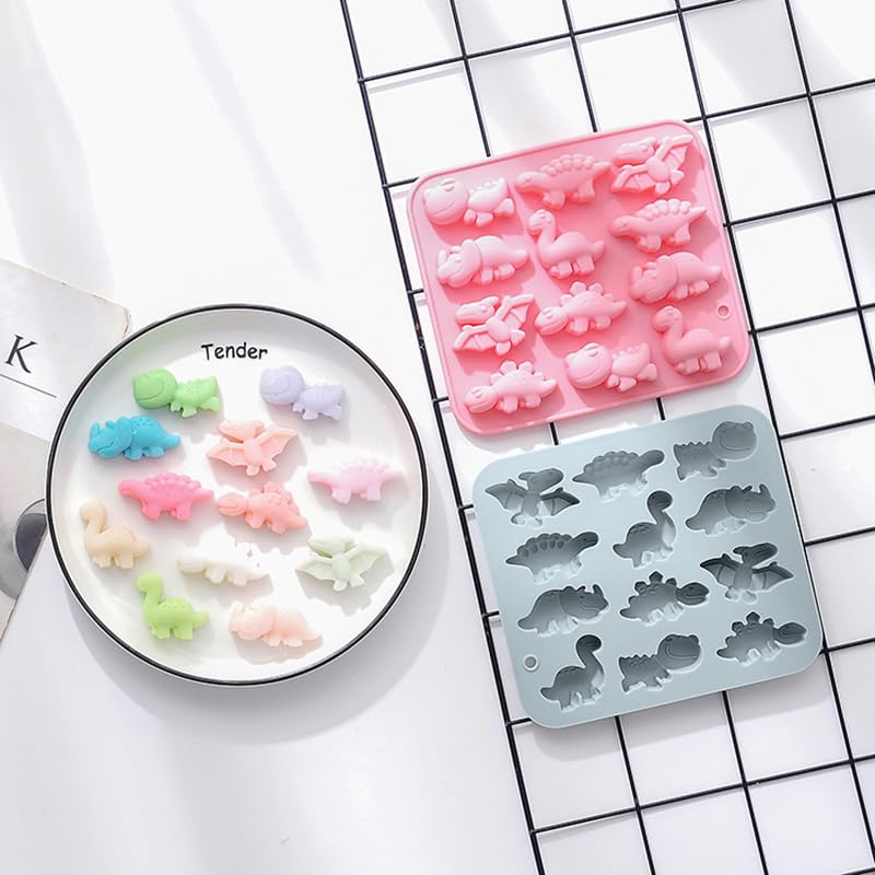 Sujosa Silicone Cake Pop Mold Non Stick Fancy Mold Cake Pan 12 Cavity dinosaur shape Candy Cupcake Cornbread Chocolate Brownie Gummy Resin Crafts Cake - Image 3