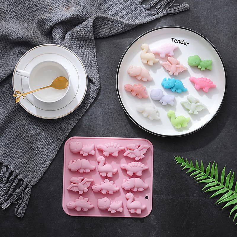 Sujosa Silicone Cake Pop Mold Non Stick Fancy Mold Cake Pan 12 Cavity dinosaur shape Candy Cupcake Cornbread Chocolate Brownie Gummy Resin Crafts Cake - Image 5