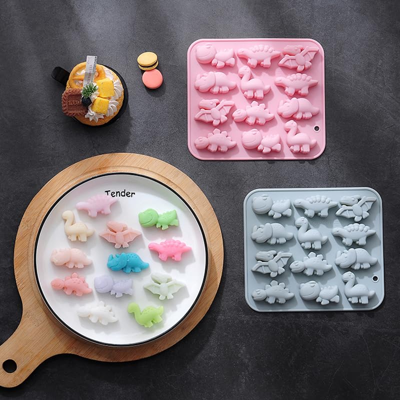 Sujosa Silicone Cake Pop Mold Non Stick Fancy Mold Cake Pan 12 Cavity dinosaur shape Candy Cupcake Cornbread Chocolate Brownie Gummy Resin Crafts Cake - Image 4