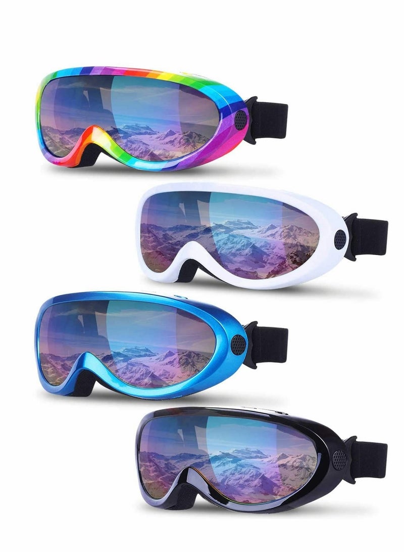 KASTWAVE Ski Snowboard Goggles 4 Pack Anti Fog Glare Adjustable Strap UV Protection Anti Fog Wind Resistance for Winter Outdoor Sport Skiing Motorcycling Adult and Child General (Multicolor) - Image 1