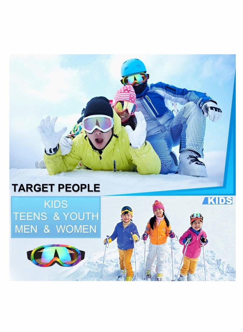 KASTWAVE Ski Snowboard Goggles 4 Pack Anti Fog Glare Adjustable Strap UV Protection Anti Fog Wind Resistance for Winter Outdoor Sport Skiing Motorcycling Adult and Child General (Multicolor) - Image 3