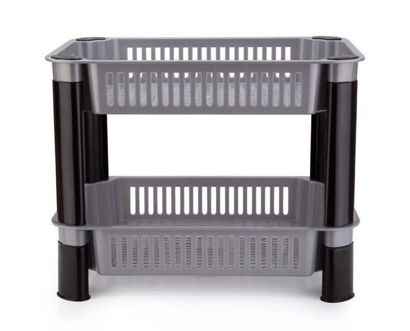 Black Olive Kitchen Storage Rack - Plastic Multi Layer Trolly Racks & Multipurpose Tabletop, Floor Standing Tiered Shelf Stand Space Saving Basket for Office Restaurant - Image 5