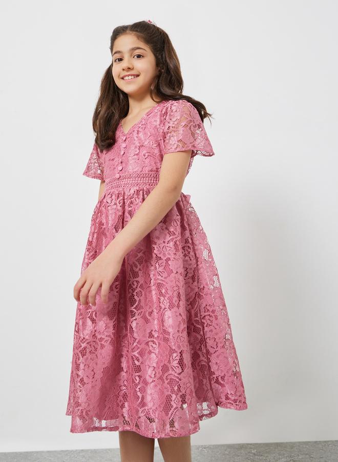 ستايلي فستان دانتيل بطول الركبة - Image 4