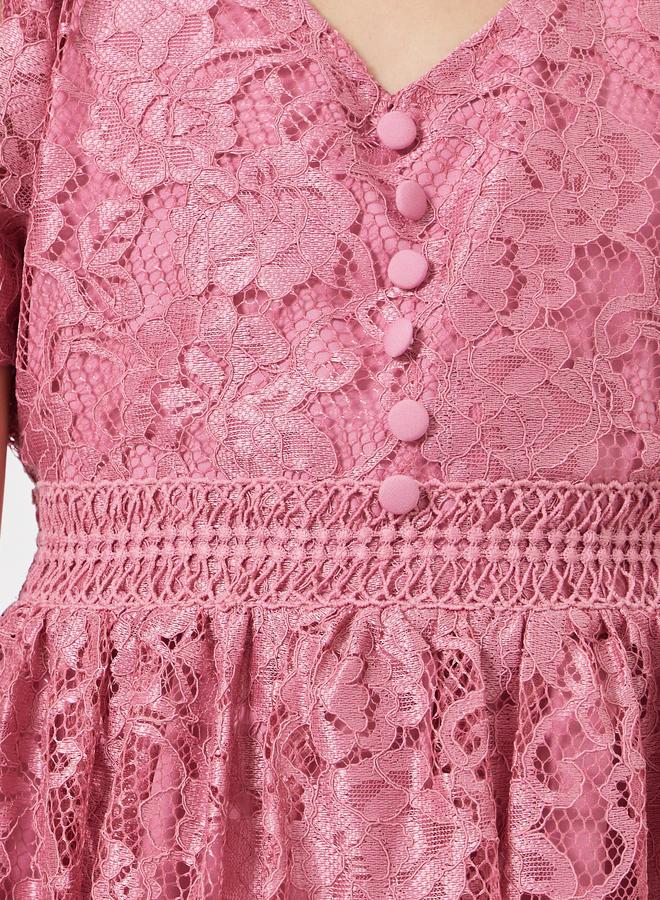 ستايلي فستان دانتيل بطول الركبة - Image 5