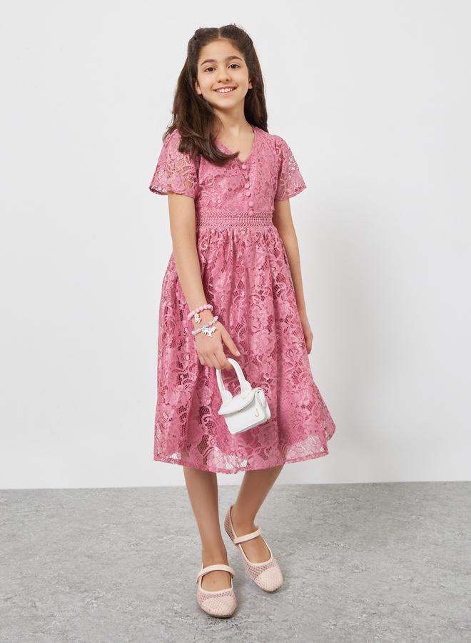 ستايلي فستان دانتيل بطول الركبة - Image 3