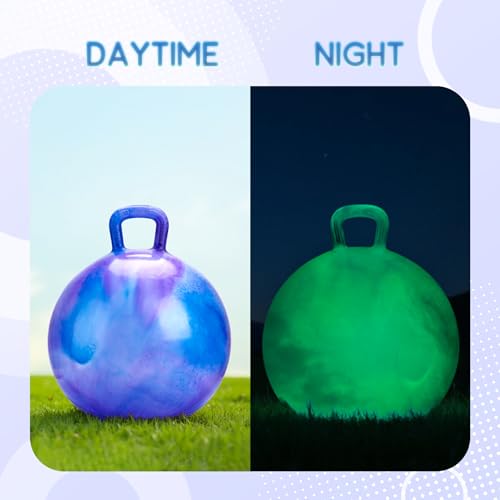 ZOOJOY GlowinTheDark Light Up Hopper Ball for Kids 20 Inch Bouncy Ball with Handle Inflatable Night Glow Jumping Toy for Boys and Girls Aged 612 Indoor Outdoor Play Includes Pump - Image 5