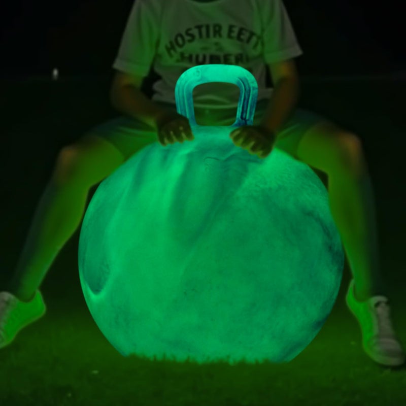 ZOOJOY GlowinTheDark Light Up Hopper Ball for Kids 20 Inch Bouncy Ball with Handle Inflatable Night Glow Jumping Toy for Boys and Girls Aged 612 Indoor Outdoor Play Includes Pump - Image 3