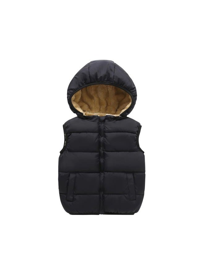 YAGATA Boys Vest Puffer Vest Kids Padded Puffer Vest with Removable Hood Black 2-3T 100 - Image 1