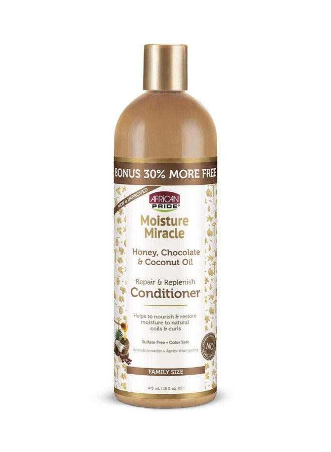 African Pride Moisture Miracle Honey Chocolate & Coconut Oil Conditioner Helps Repair & Replenish Moisture To Natural Coils & Curls Nourishes & Restores Sulfate Free Color Safe. 16Oz. - Image 1