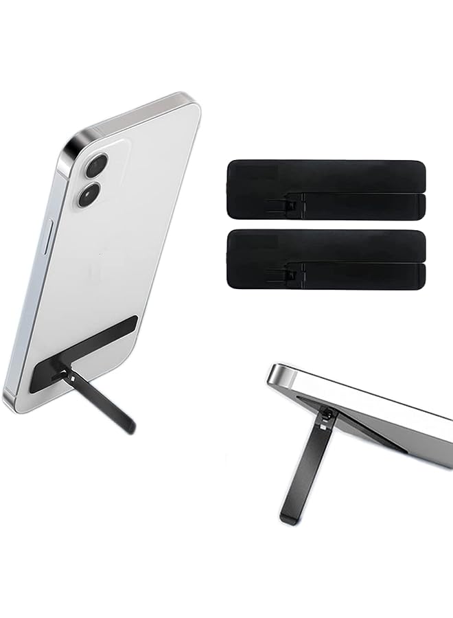 PROMASS 2 Pack Ultra-Thin Phone Stand, Horizontal/Vertical Desk Stand Holder Accessories for iPhone 13/12/11/SE Mini Pro Max, Galaxy S22/S21/S20 Fe Ultra and Any Cellphone (Black) - Image 1