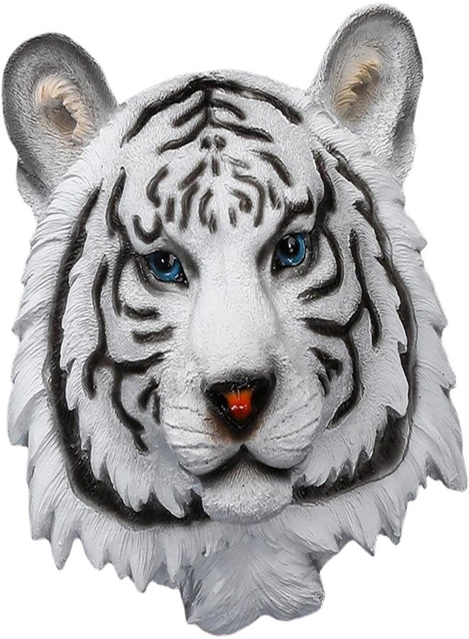FRECI Tiger Head Statue Wall-Mounted Animal Head Sculpture Wall Hanging Sculpture for Home Living Room Wall Bedroom Decoration - White - Image 3