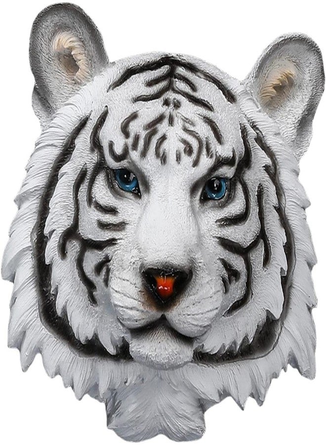 FRECI Tiger Head Statue Wall-Mounted Animal Head Sculpture Wall Hanging Sculpture for Home Living Room Wall Bedroom Decoration - White - Image 1