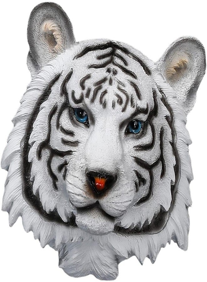 FRECI Tiger Head Statue Wall-Mounted Animal Head Sculpture Wall Hanging Sculpture for Home Living Room Wall Bedroom Decoration - White - Image 2