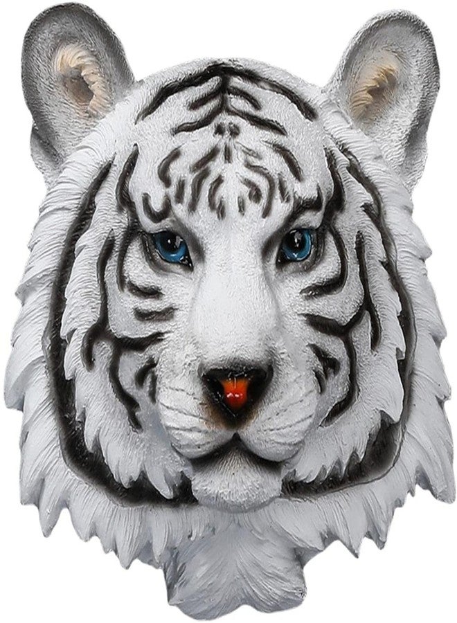 FRECI Tiger Head Statue Wall-Mounted Animal Head Sculpture Wall Hanging Sculpture for Home Living Room Wall Bedroom Decoration - White - Image 4