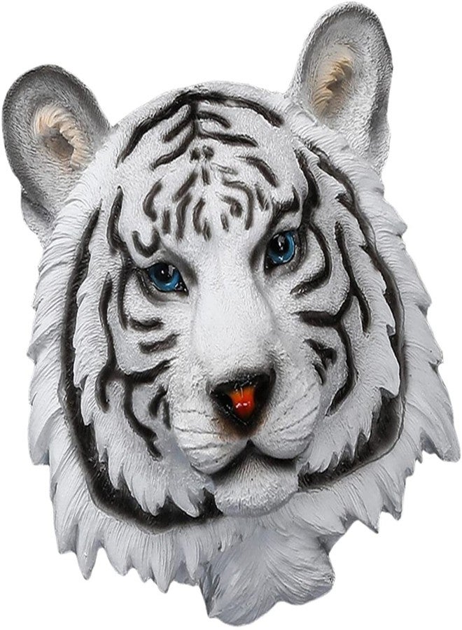 FRECI Tiger Head Statue Wall-Mounted Animal Head Sculpture Wall Hanging Sculpture for Home Living Room Wall Bedroom Decoration - White - Image 5