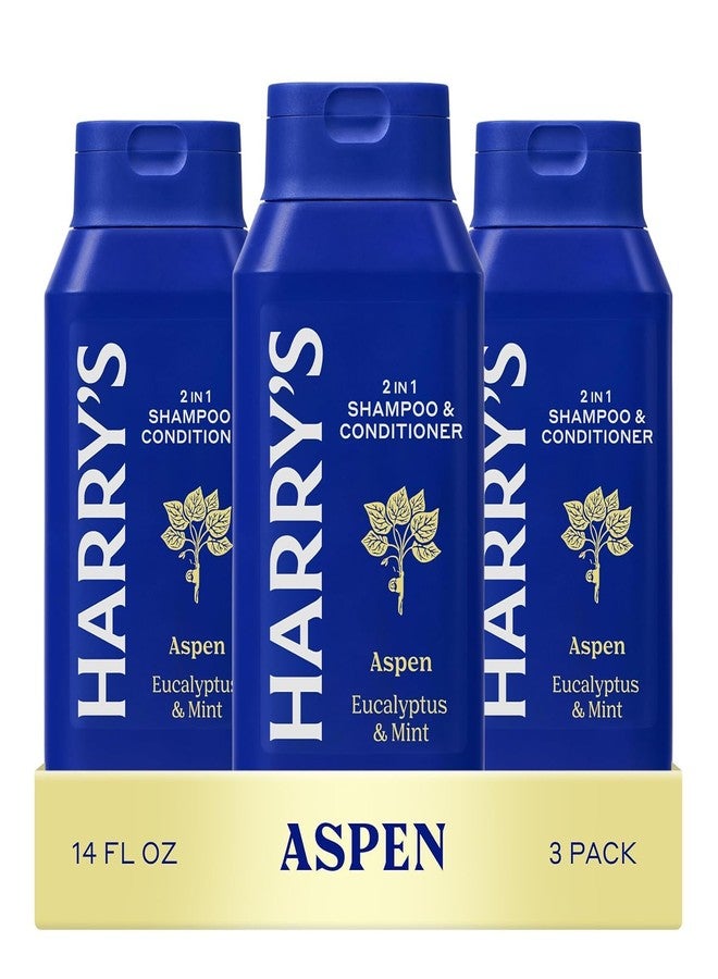 Harry's Men's 2 in 1 Shampoo and Conditioner for All Hair Types - Original Aspen Scent - (3 Pack) 14 fl oz - No Parabens or Sulfates - Image 1
