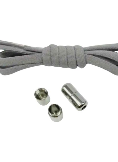 1 Pair of No Tie Elastic Shoelaces with Quick Release - Stretchy Elastic Shoe Laces with Lace Lock for Everyday Shoes Adults Kids Grey