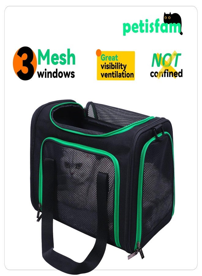 petisfam Quick-in Pet Carrier Bag for Cats & Dogs. Airy Mesh Windows Let Fur-Kids See You Reduce Anxiety & Breath Easy. Rip-Stop Fabric & Lockable Zips Hug Securely. Washable Comfy Pad. Collapsible - Image 4